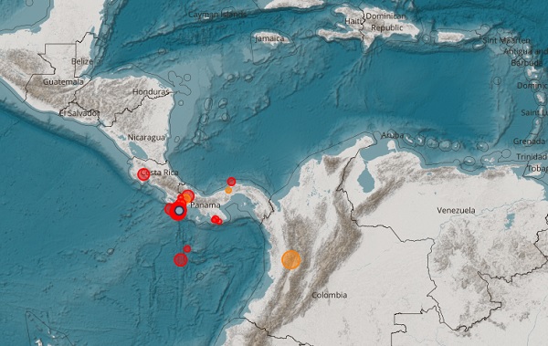 Los sismos se reportan al sur de Panamá.