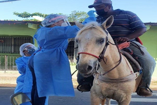 A pie, en auto y hasta a caballo llegan a los puestos de Hisopado Express en el distrito de Parita.