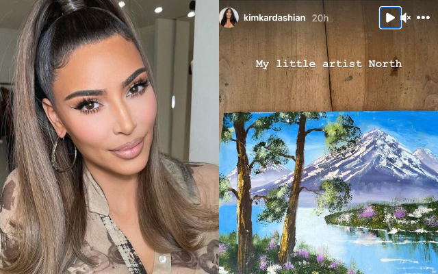 Kim Kardashian presumió la pintura que hizo North en Instagram. Fotos: Instagram / @kimkardashian