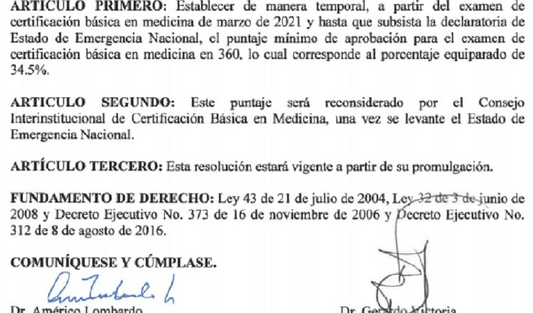 Parte resolutiva de la Resolución No. 01 de 3 de marzo de 2021, la cual fue publicada en Gaceta Oficial el pasado viernes. Internet