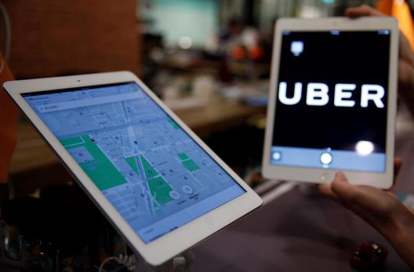 Aplicación de Uber funcionando en una tableta.