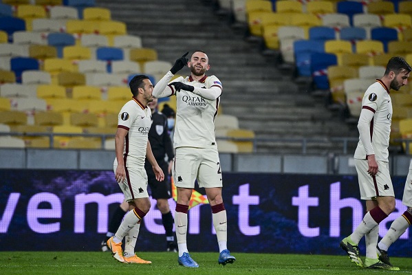 El exjugador del Real Madrid, Borja mayoral, marcó dos goles para consolidar el pase de la Roma sobre el Shaktar. Foto: Twitter