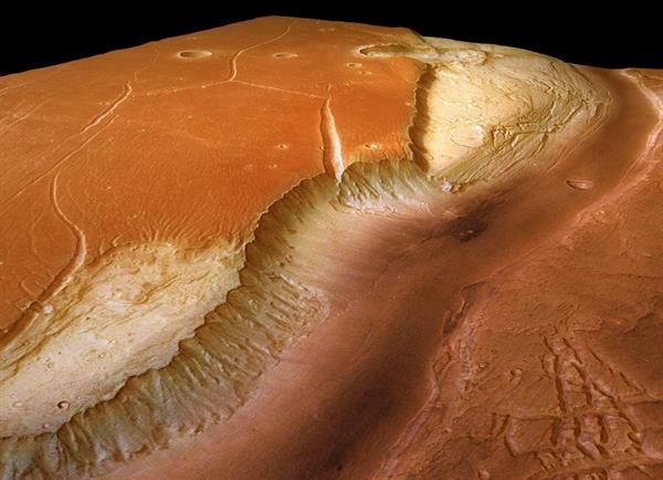 Fotografía de archivo de la nave espacial 'Mars Express' que muestra un gigantesco valle glacial en el planeta Marte.