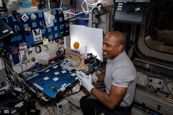 Fotografía cedida por la NASA donde aparece el astronauta estadounidense Victor Glover, de la tripulación de la llamada SpaceX Crew-1 mientras trabaja en la Estación Espacial Internacional. Foto: EFE