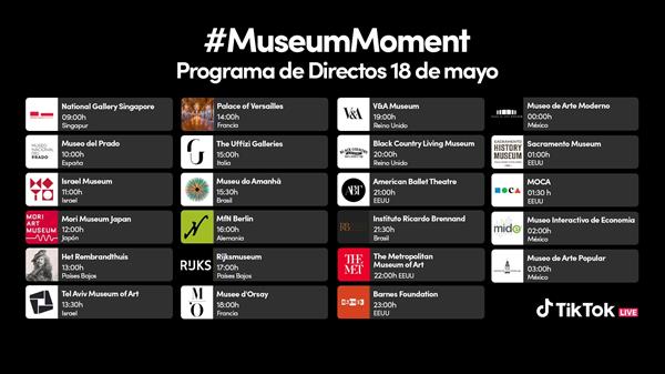 Programa de los directos de TikTok para el Día de los Museos.