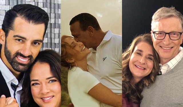 Toni Costa y Adamari López, Jennifer Lopez y Alex Rodríguez, y Melinda  y Bill Gates. Fotos: Instagram