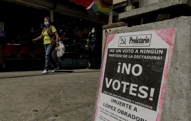 Propaganda política que invita a no votar en la ciudad de Tijuana, estado de Baja California (México). Foto: EFE
