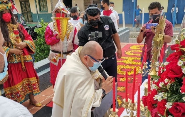 La ceremonia del Cuarteo del Sol y la Eucaristía del Corpus se realizaron de forma presencial, bajo estrictas medidas de bioseguridad. Foto: Thays Domínguez