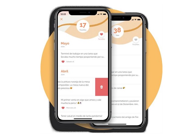 Sección de favoritos de su aplicación Yana, diseñada para ayudar