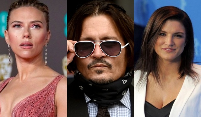 Scarlett Johansson, Johnny Depp y Gina Carano. Foto: Archivo / EFE