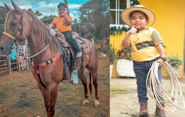 A José David le gusta montar a caballo, enlazar terneros o puercos, y jugar con los gallos. Foto / Cortesía.