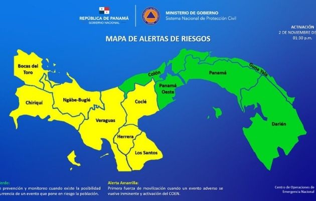 La alerta verde se mantiene sobre el resto del territorio panameño. Foto: Cortesía