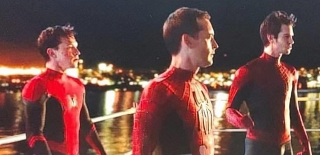 Tom Holland, Tobey Maguire y Andrew Garfield. Foto: Twitter