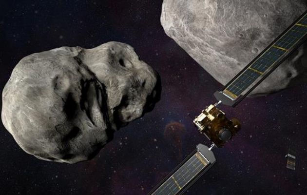 Ilustración de la nave de Prueba de Redireccionamiento del Asteroide Doble (DART) y el LICIACube de la Agencia Espacial Italiana (ASI). EFE