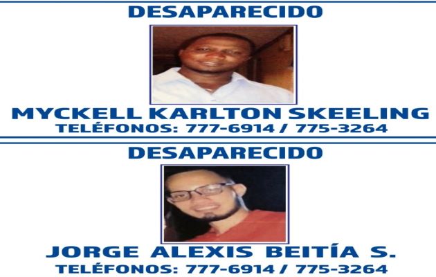 También figuran en la lista Myckell Karlton Skeeling y Jorgue Alexis Beitia, ambos desaparecidos desde el 1 de octubre cuando se dirigían a La Chorrera para la compra de un auto con 10 mil dólares en efectivo. Foto: José Vásquez