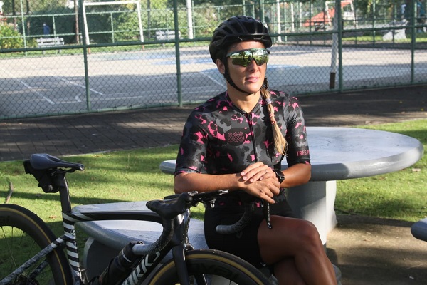 Florencia Fraga, lista para su entrenamiento de ciclismo. Foto: Cortesía