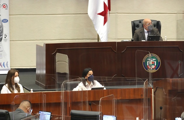 La ministra María Inés Castillo (centro) participó hoy en el pleno de la Asamblea Nacional. Foto: Cortesía Mides