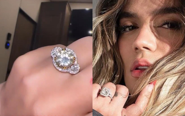 Anillo de Anuel AA le dio a Yailin y el que le obsequió a su ex, Karol G. Fotos: Instagram