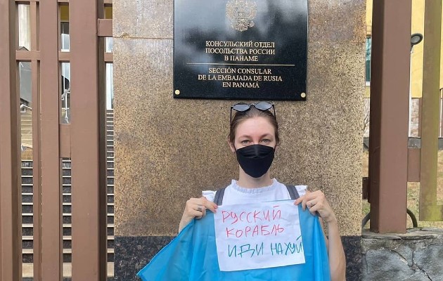 Protesta en la embajada Rusa en Panamá. Foto: Cortesía (Voz de la Diáspora)