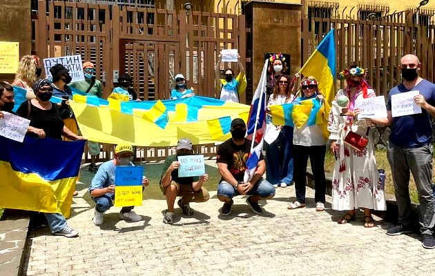 Protesta en la embajada Rusa en Panamá. Foto: Cortesía (Voz de la Diáspora)