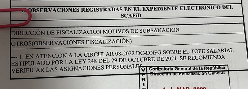 Imagen subida por el alcalde de un documento procedente, aparentemente, de la Contraloría. Foto: Twitter