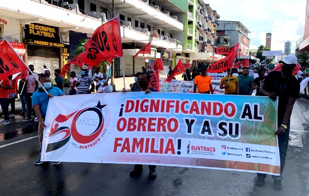 Trabajadores en Panamá marchan en el Día del Trabajador. Foto: Cortesía