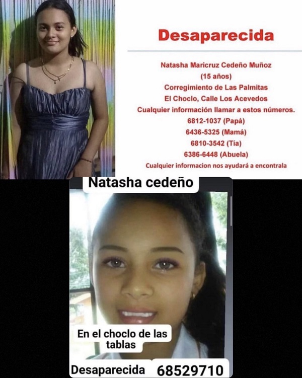 Natasha Maricruz Cedeño Muñoz tiene 15 años. 