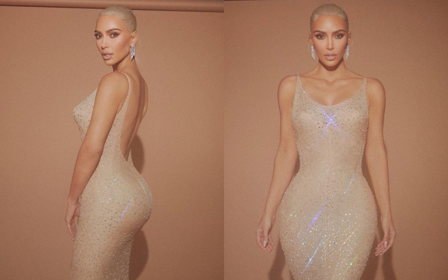 Kim Kardashian luciendo el vestidos de Marilyn Monroe. Fotos: Instagram / @kimkardashian