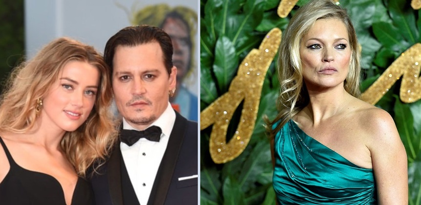 Amber Heard, Johnny Depp y Kate Moss. Fotos: EFE/Instagram