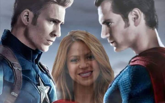 Chris Evans, Shakira y Henry Cavill en uno de los memes que circulan en las redes. Foto: Twitter