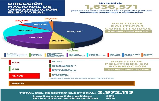 Actualmente hay ocho partidos reconocidos por el Tribunal Electoral, uno a punto de ser reconocido, y tres en formación. Foto: Cortesía TE