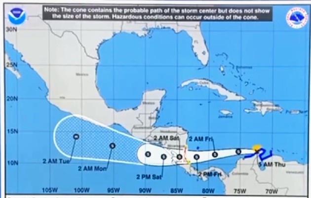  'Dos', que tiene un 90% de probabilidad de convertirse en ciclón en las próximas 48 horas. Foto: Cortesía
