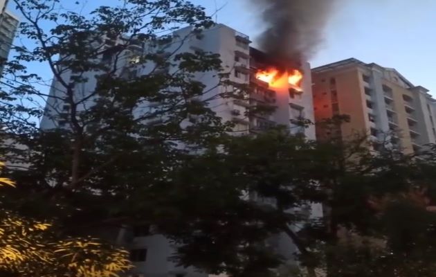 El incendio se registró en el edifico Torres El Cangrejo. Foto: Twitter