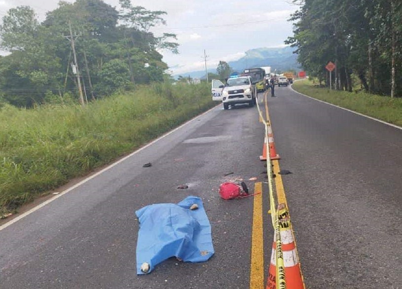 Elvia Concepción Cortés fue atropellada por un vehículo de carga pesada (trailer). Foto: Mayra Madrid 