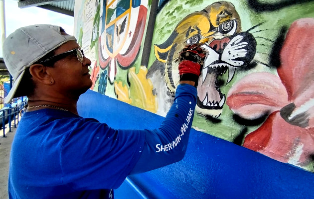 Mural de Símbolos Patrios en la Escuela Rafael Maduro Garibaldo en Chame. Foto: Miriam Lasso