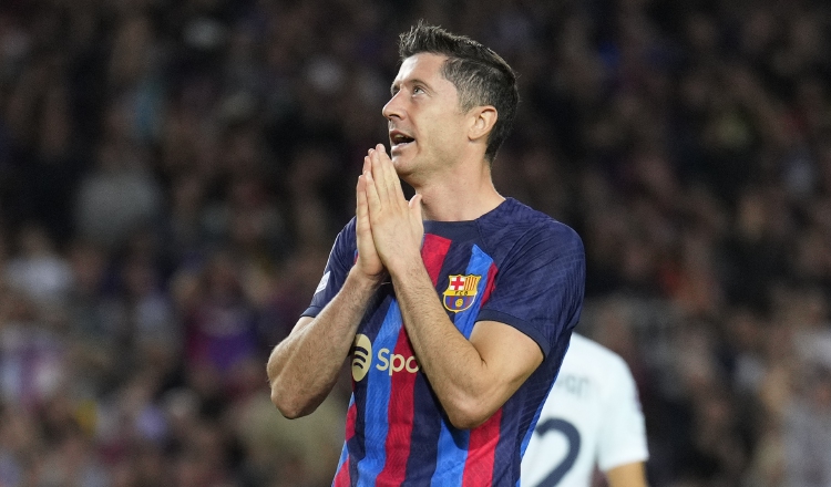 El delantero Robert Lewandowski del FC Barcelona. Foto:EFE