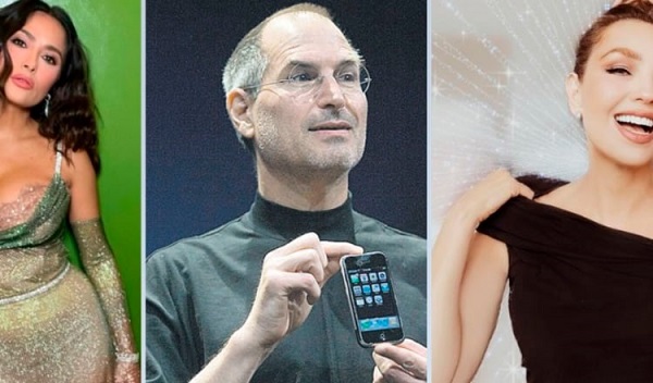 Salma Hayek, Steve Jobs y Thalia. Fotos: Instagram / Agencias