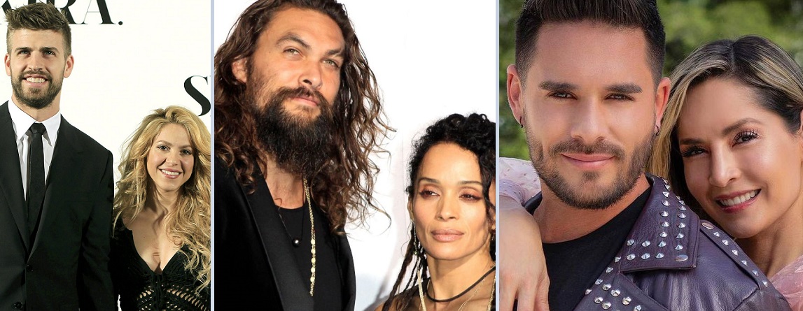 Shakira y Gerard Piqué; Jason Momoa y Lisa Bonet; y Carmen Villalobos y Sebastián Caicedo. Fotos: EFE/El Espectador