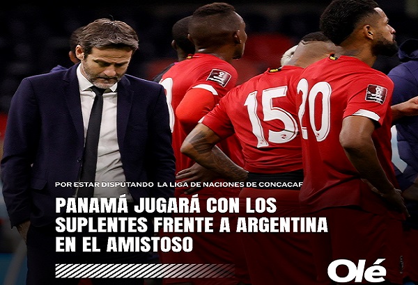 Publicación de Olé sobre el equipo que llevará Panamá para el amistoso.