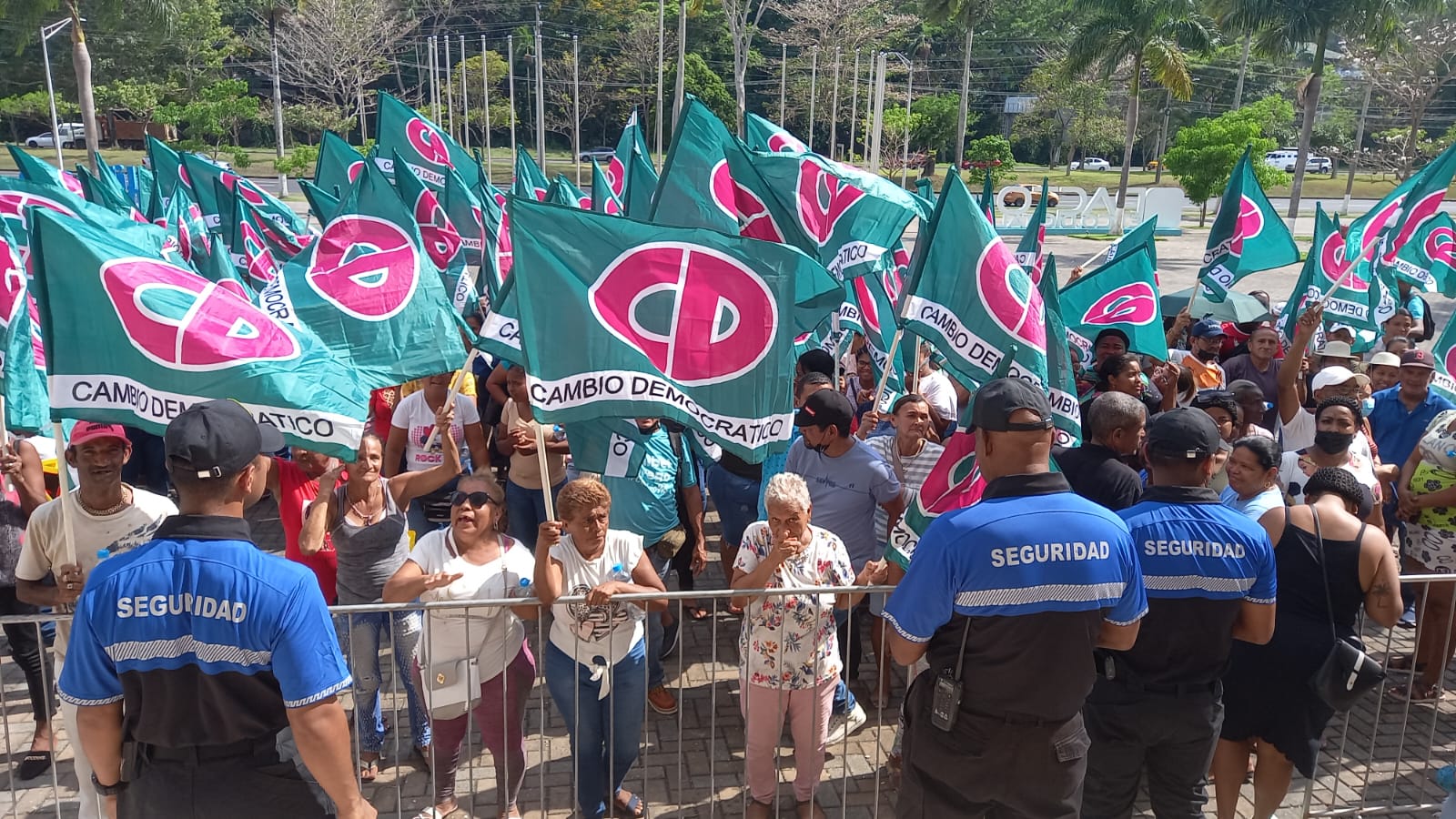 Los manifestantes que protestaron este lunes frente al Tribunal Electoral exigían que se les permitiera el acceso a dicha instalación.  Víctor Arosemena