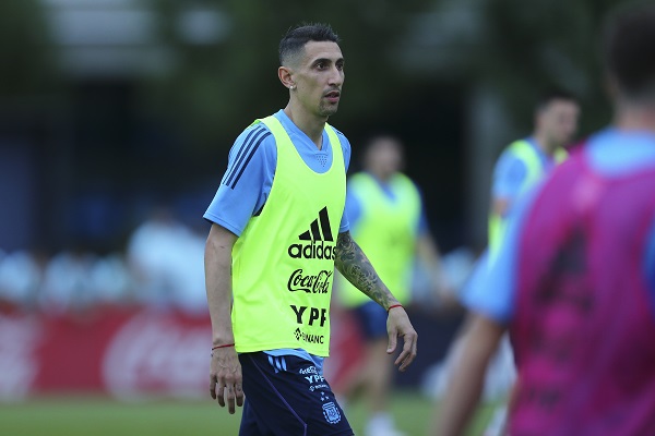 Ángel Di María de Argentina en los entrenamientos previo al amistoso contra Panamá. Foto: EFE