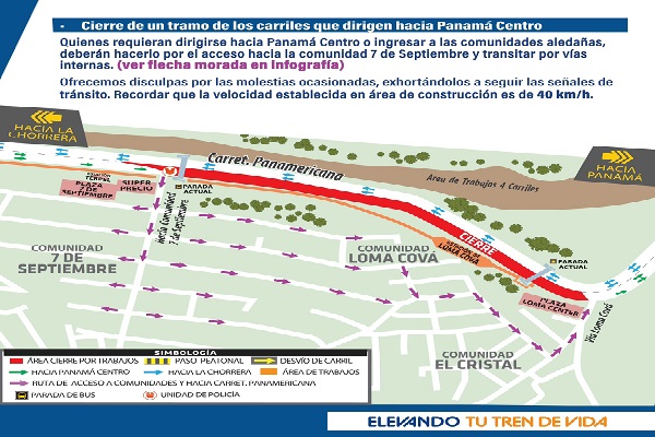 El montaje de las vigas de la Línea 3 del Metro se llevará a cabo de 9:00 p.m. a 3:00 a.m. Foto. Gráfica Metro de Panamá