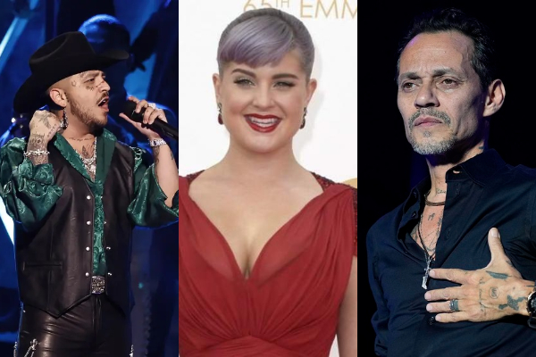 Christian Nodal, Kelly Osbourne y Marc Anthony. Fotos: EFE