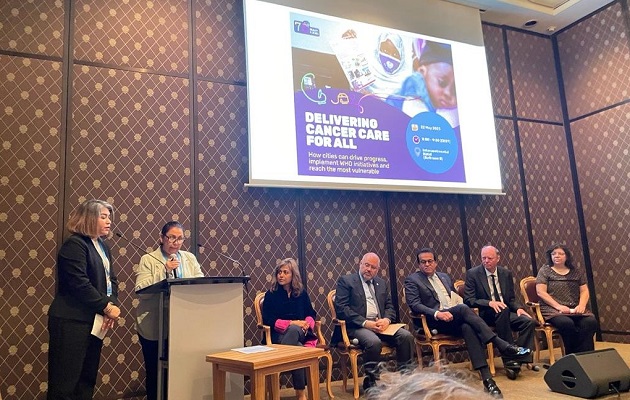 Eusebia de Copete durante la presentación de la situación del cáncer en Panamá. Foto: Cortesía Minsa