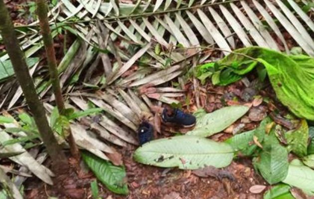 Una toalla y un par de zapatos encontrados en la selva donde ocurrió el siniestro aéreo. Foto: EFE