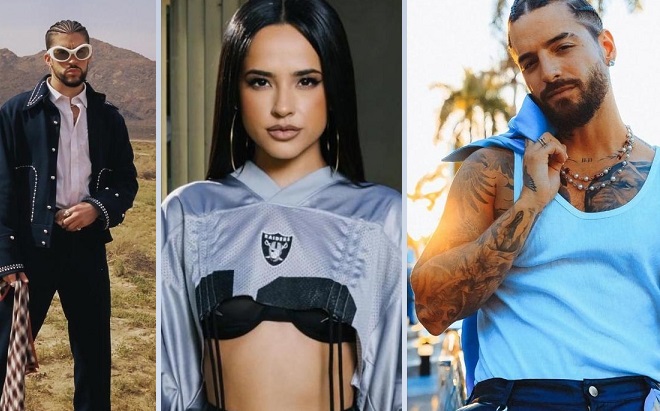 Bad Bunny, Becky G y Maluma. Fotos: EFE