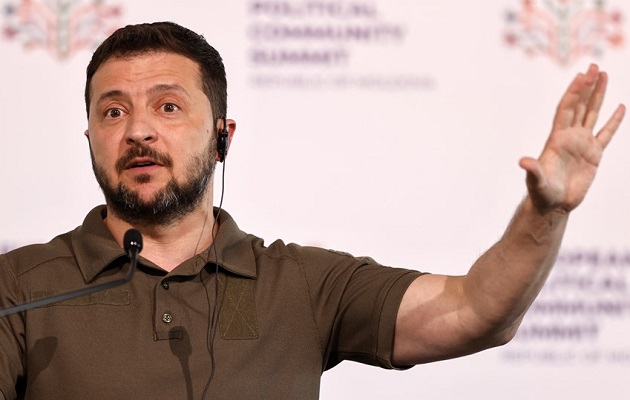 El presidente ucraniano, Volodymyr Zelenski, en un discurso reciente. Foto: EFE