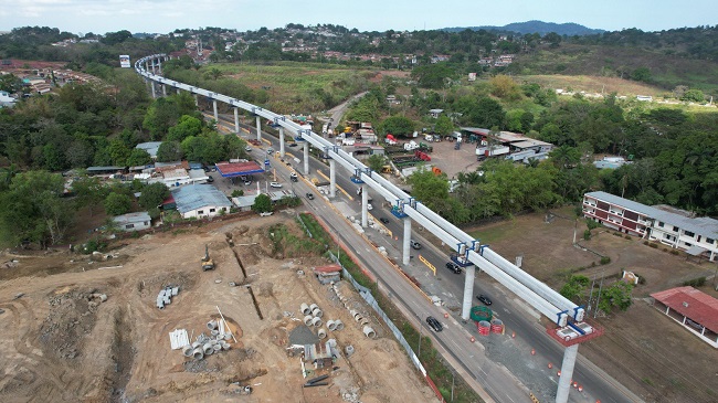 Avance de la Línea 3 por el distrito de Arraiján, a finales de junio. Foto: Cortesía Metro de Panamá
