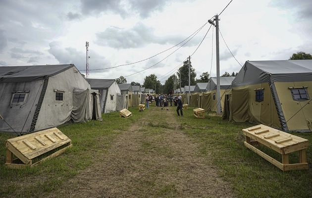 Un campamento donde permanecen los mercenarios del grupo Wagner en Minsk, Bielorrusia. Foto: EFE