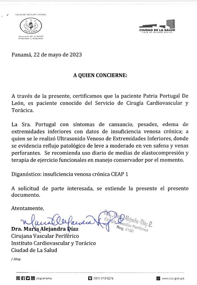 Su defensa presentará certificaciones médica que señalan los problemas de salud que la aquejan. Foto: Cortesía